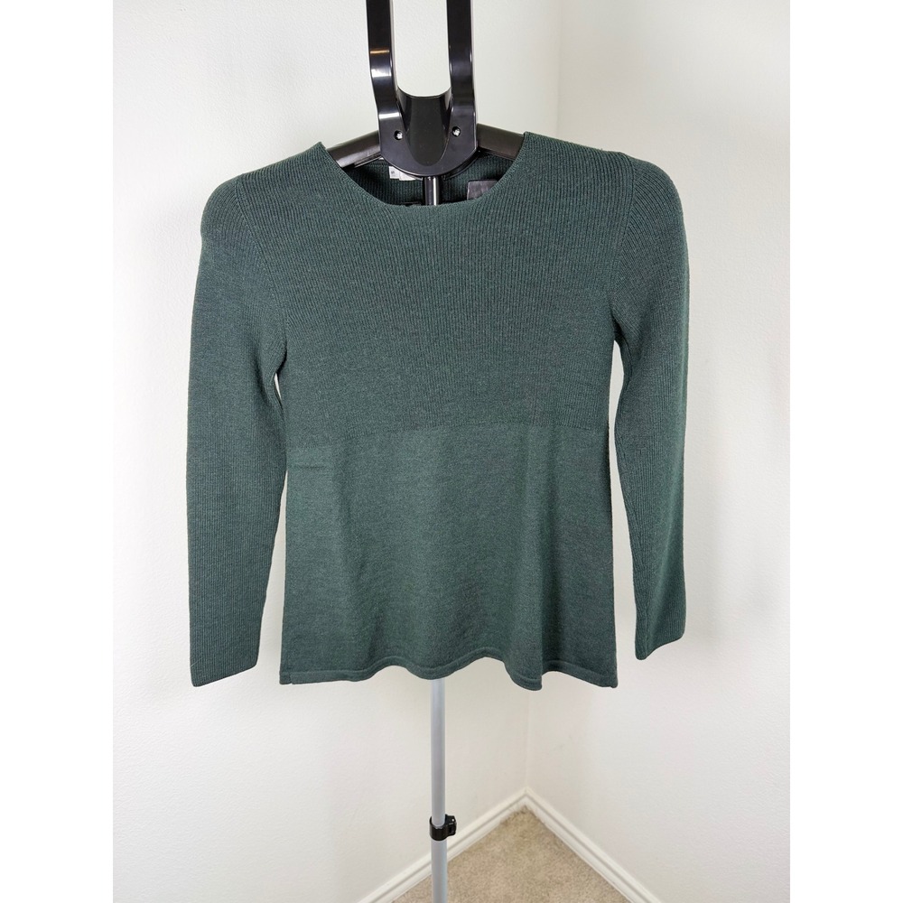 Giorgio Armani Le Collezioni Vintage Green Ribbed Knit Sweater Made in Italy S